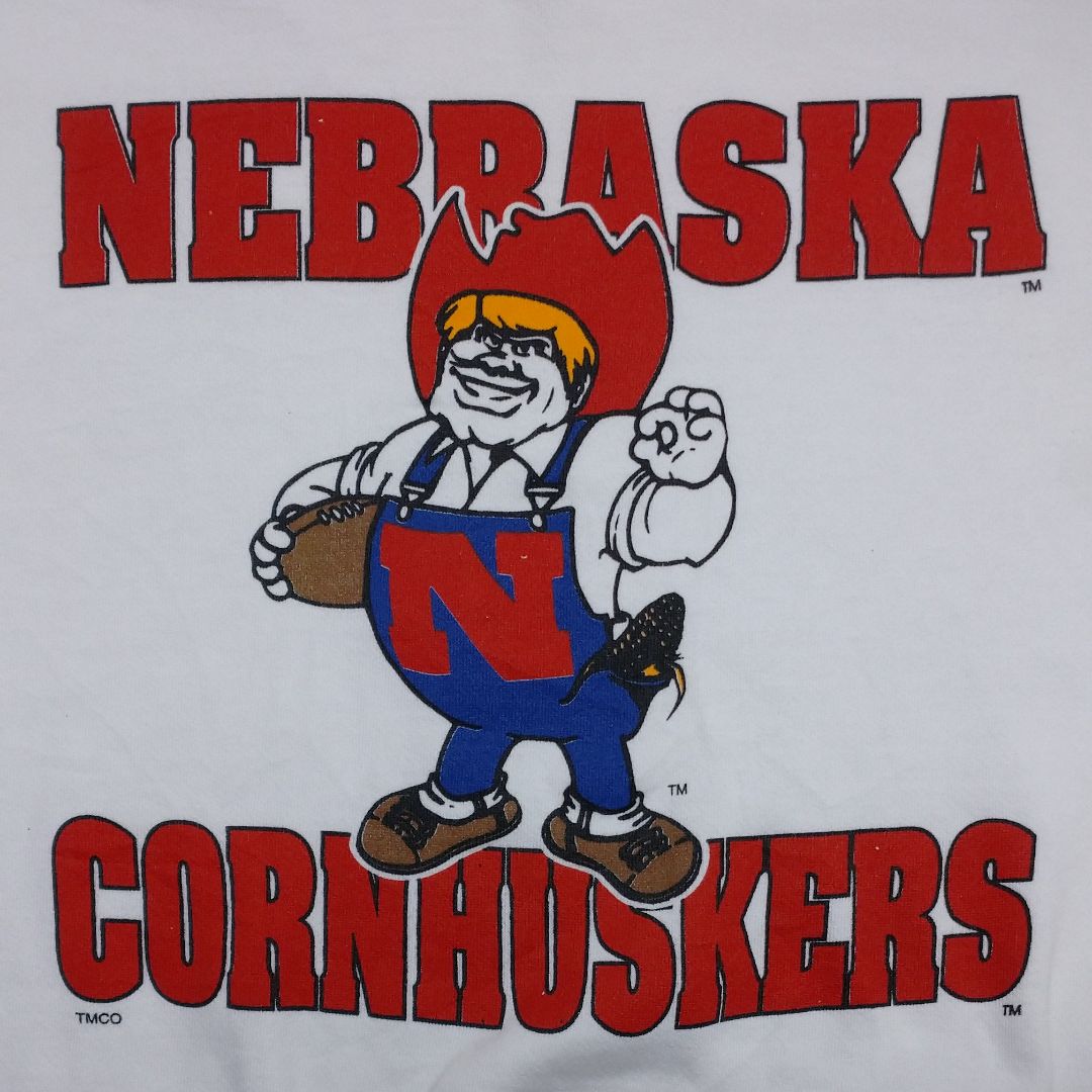 90年代 LOGO 7 NEBRASKA CORNHUSKERS ネブラスカ大学 コーンハスカーズ カレッジスウェットシャツ トレーナー USA製 メンズL ヴィンテージ /eaa313121