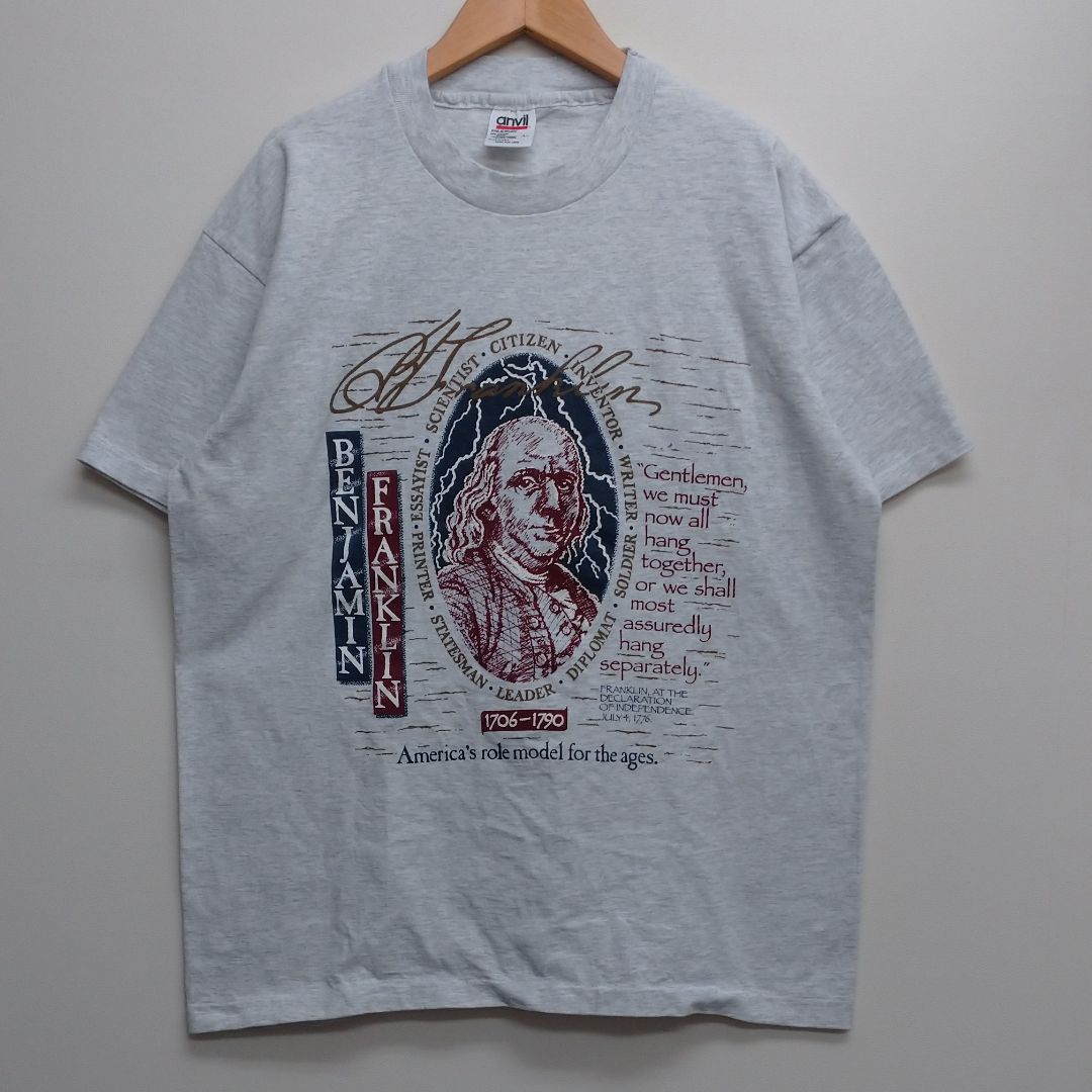 メンズVINTAGE ベンジャミン・フランクリン anvil USA製 Tシャツ L